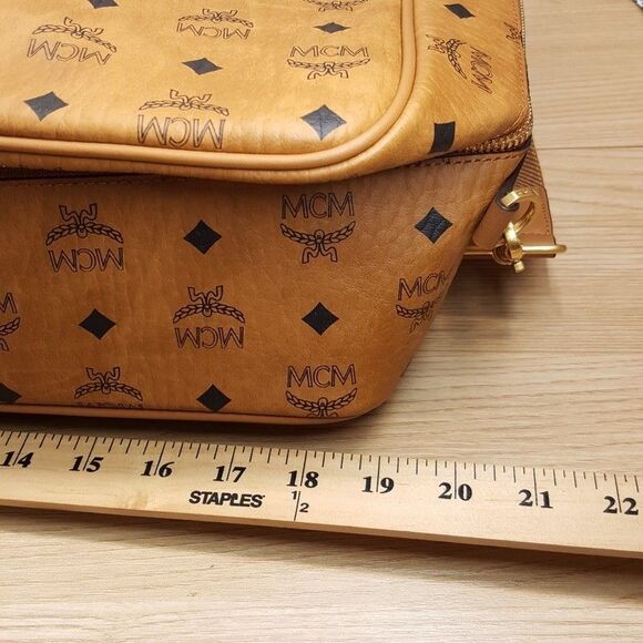 MCM Ottomar Suitcase in Visetos Tan Cognac Leather Weekender Monogram Logo $1390 - Picture 14 of 16
